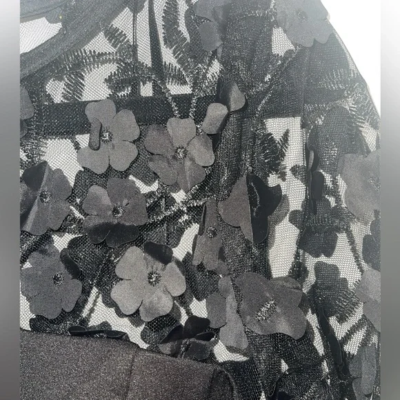 Eliza J NWT ABSOLUTELY STUNNING SIZE 6 Black Social Lace Sleeve Scuba Dress - Picture 7 of 8